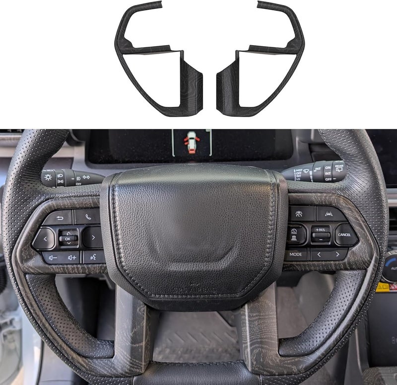 BORUIEN For Toyota Tacoma 2024 2025 and 4Runner 2025 Interior Accessories Center Console ABS Dashboard Cover Decor StylingTrim (Black Wood Grain, Steering Decor) - Image 2